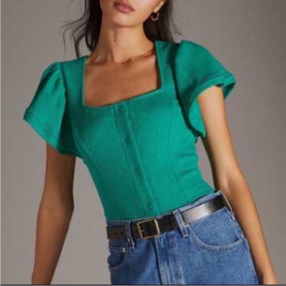 Anthropolgie Dolan Structured Flutter Top